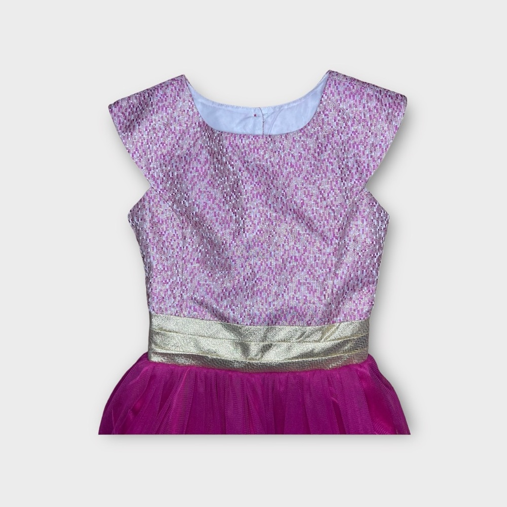 Jona Michelle Gold & Pink Sleeveless Tulle Dress - Picture 2 of 5